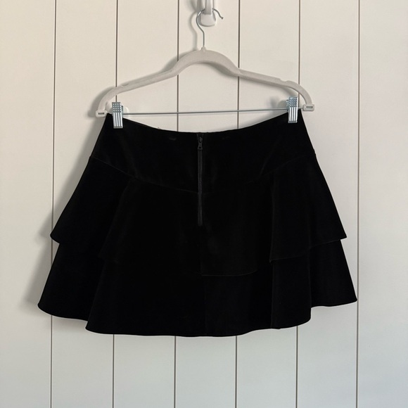 Alice + Olivia Paloma Velvet Ruffle Miniskirt Black - Picture 6 of 6